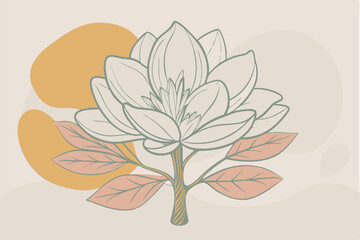 Magnolia tree Isolated flat vector illustration 