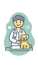Minimalistic Veterinary Icon with Doctor and Dog