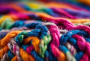 Macro shot of colorful wool with depth of field