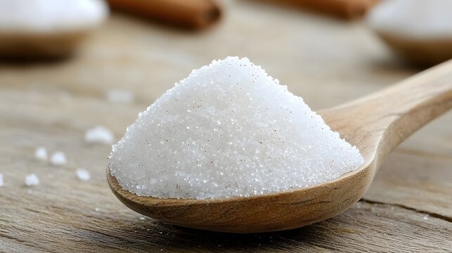 Sugar and Spice: A rustic wooden spoon holding a mix of sugar and cinnamon. The aroma seems to waft from the photo. 
