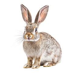 Fototapeta premium Curious Bunny Portrait: A close-up portrait of a curious brown rabbit with long ears and a gentle expression, captured in sharp focus, showcasing its captivating charm and playful nature. 