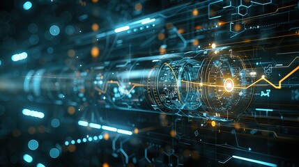 Close-up digital screen showing line graph with upward and downward trends, symbolizing cancer research progress and setbacks, medical charts and scientific symbols in background.