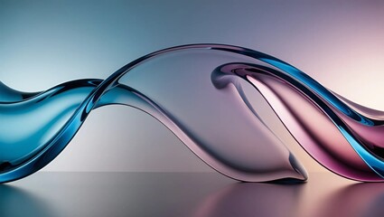 A stunning glass sculpture featuring a fluid wave shape, showcasing intricate craftsmanship and elegant design.