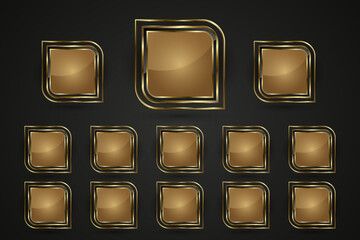 Group of premium gold buttons design in Luxury and set of gold buttons with premium stoked vector web buttons design