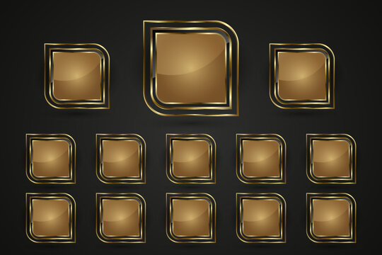 Group of premium gold buttons design in Luxury and set of gold buttons with premium stoked vector web buttons design