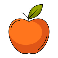 Red apple. Fruit icon of healthy food. Vector flat simple element, color illustration. For logo, sticker, print, web design, scrapbooking