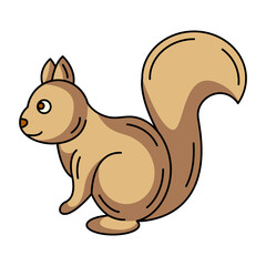 Cute squirrel. Forest rodent, little animal, fall seasonal concept. Vector flat simple element, color illustration. For logo, sticker, print, web design, scrapbooking
