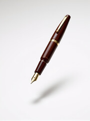 Fototapeta premium Elegant wooden fountain pen mockup on white background