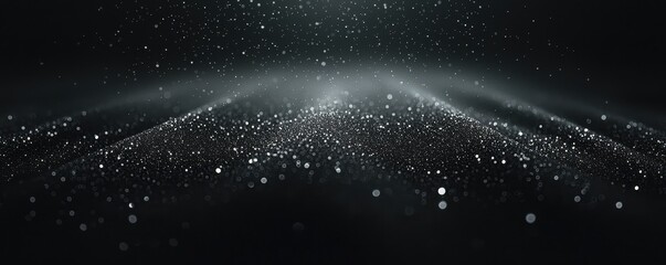 Obraz premium An abstract image featuring a sparkling, ethereal landscape of scattered particles and light against a dark background.