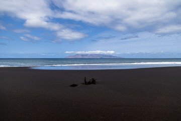 Black sand beach in Fogo Island, Volcano beach, Cabo Verde
