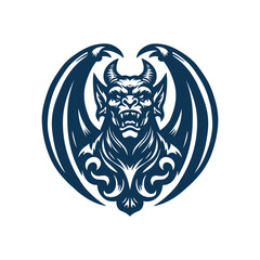 Vector illustration of a gargoyle, hand drawn medieval demon