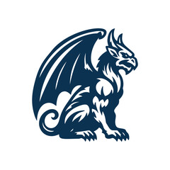 Vector illustration of a gargoyle, hand drawn medieval demon