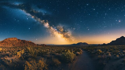 Fototapeta premium Night Sky with Stars and Glowing Milky Way