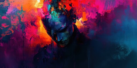 Abstract portrait with vibrant colors.