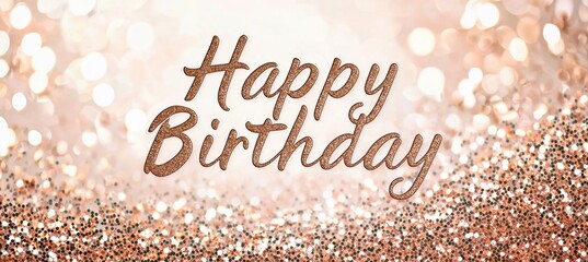 Elegant Rose Gold Birthday Card with Shimmering Metallic Accents for Celebrations