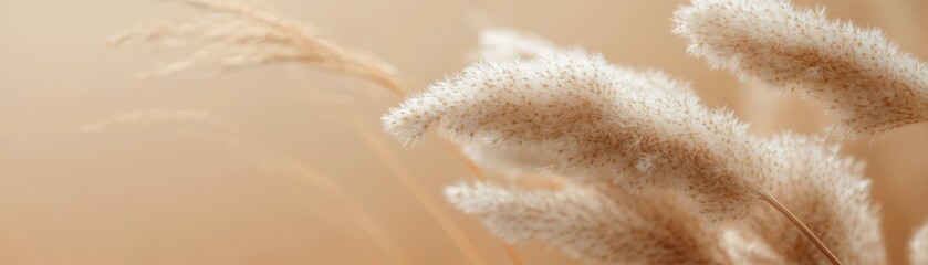 Soft and delicate, a closeup of white grass plumes for nature backgrounds gentle