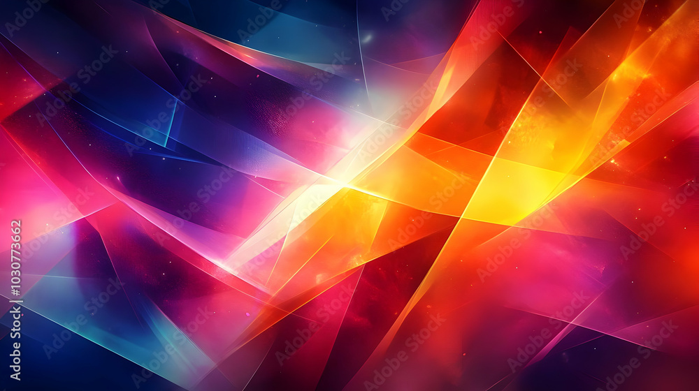 Poster vibrant abstract design with colorful light and dynamic shapes.