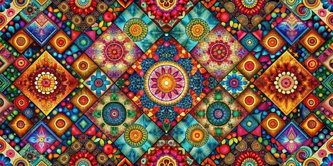 Modern Abstract Psychedelic Pattern with Vibrant Geometry for Digital Backgrounds and Wallpaper