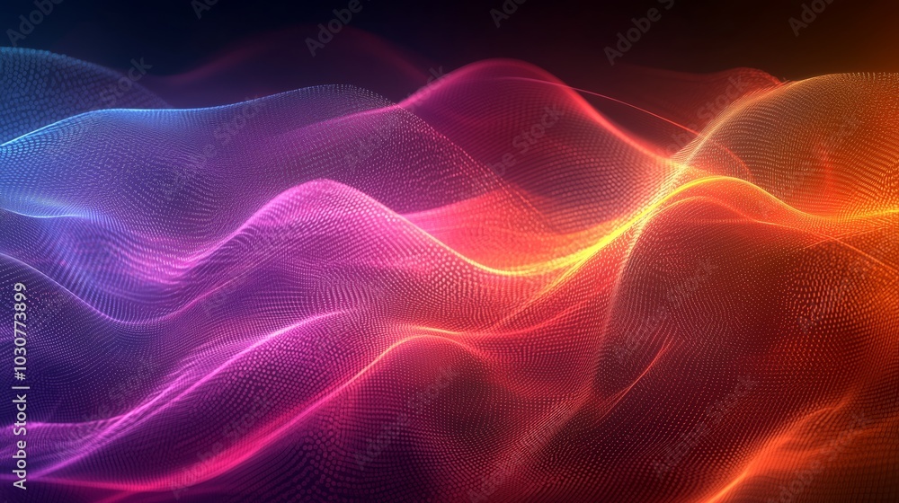 Poster vibrant digital waveforms with abstract spectrum colors
