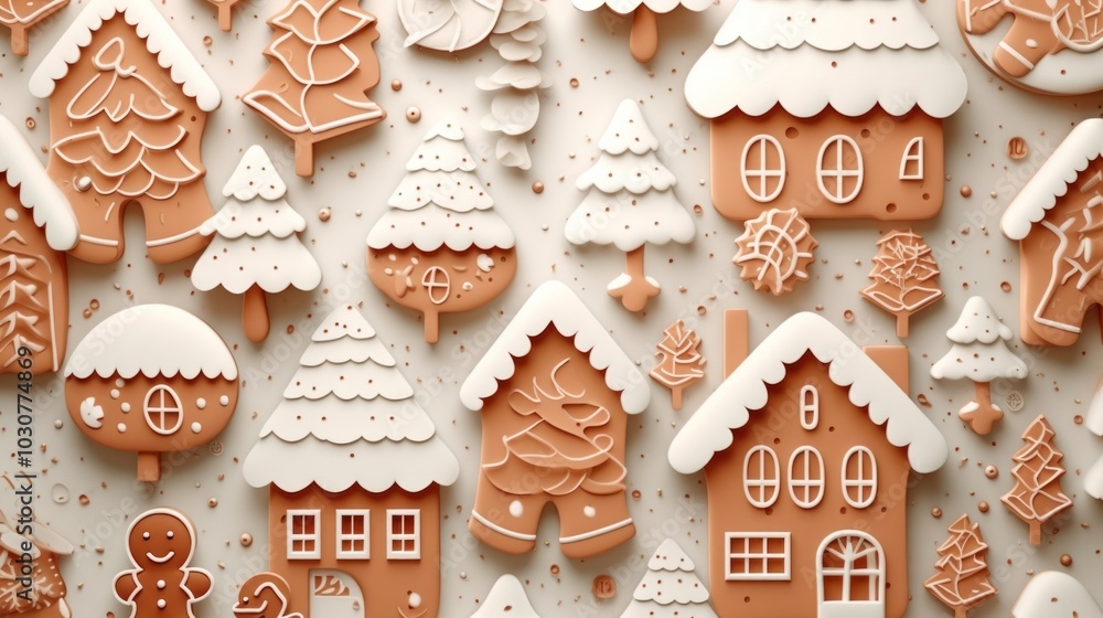 Canvas Prints Christmas wallpaper gingerbread christmas dessert.