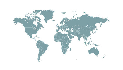 World map. Grey modern vector map. Silhouette map