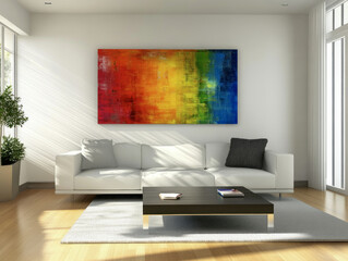 Contemporary interior with leather and fabric furniture