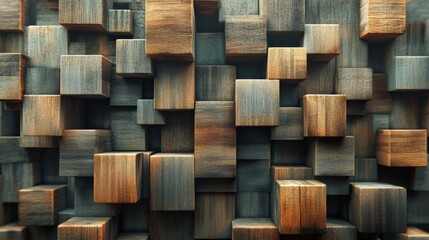 Fototapeta premium Abstract Wooden Cubes Background