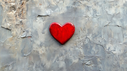 Matte minimalistic background with red heart
