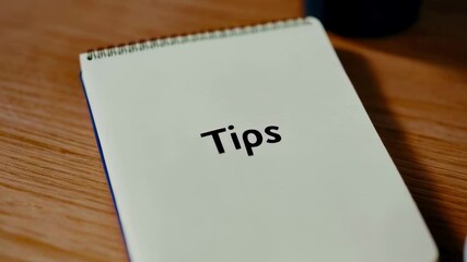 Tips notebook labeled tips cover