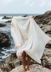 White towel mockup beachwear clothing apparel.
