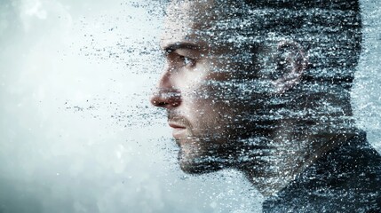 Fototapeta premium Digital Transformation of Human Identity. A Futuristic Blend of Technology and Art