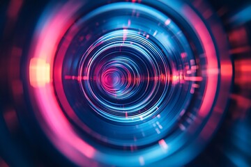 Abstract Futuristic Glowing Circle with Pink and Blue Light
