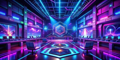 Modern Esport Gaming Background with Futuristic Glowing Purple Technology for Dynamic Candid Photography
