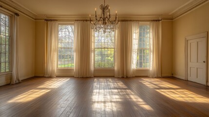 Sunlit Elegant Room with Chandelier