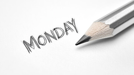 Technical Pencil Sketch Drawing of the Word "Monday"
