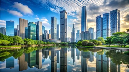 Obraz premium Modern Guangzhou Skyline: Business and Financial Hub in a Dynamic Urban Landscape