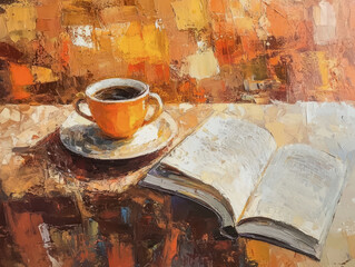 Abstract Colorful Painting of Cozy Reading Corner