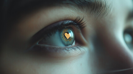 Female loving eyes with a heart in pupil