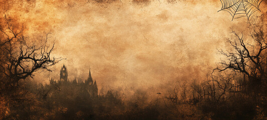 halloween decoration background template illustration. banner, copy space, spooky background.	