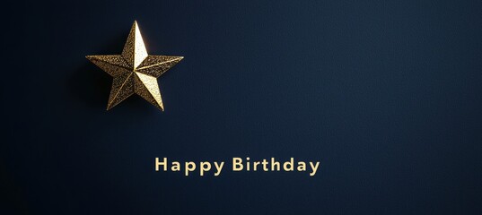Obraz premium Elegant Minimalist Birthday Card Design with Gold Star on Navy Background for Classy Celebrations