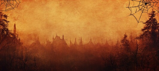 halloween decoration background template illustration. banner, copy space, spooky background.	