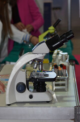 Microscope in laboratory