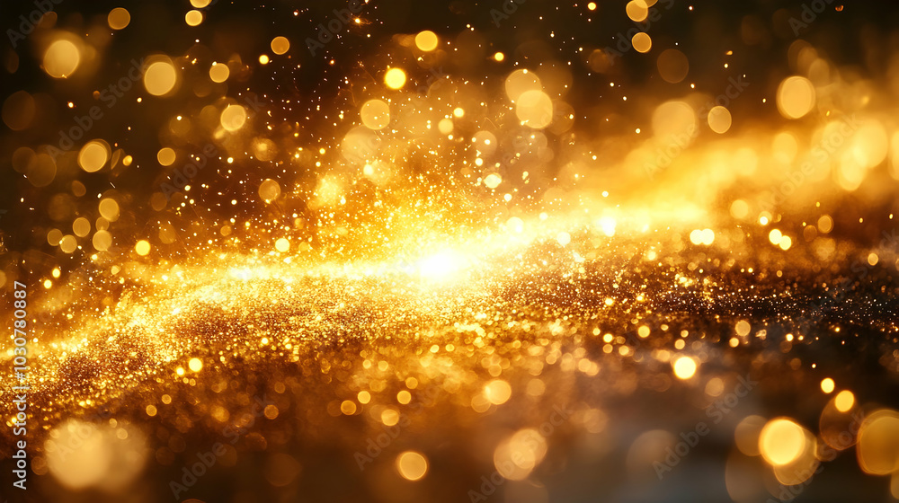 Poster a shimmering display of golden particles creating a magical effect.
