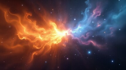 Obraz premium Cosmic Collision - Fire and Ice Nebula