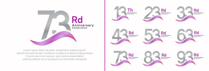 anniversary logotype set. vector design silver color number can be use for special moment