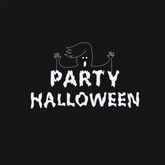 Party Halloween Logo Ghost. Vector Label for Horror Holiday Design.