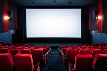 Fototapeta premium Empty movie theater with red seats