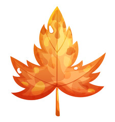 Dry maple leaf in yellow color. Vector autumn illustration