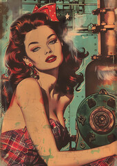 Vintage Tin Signs Retro Pin Up Girl Poster, Retro Girls Wall Art Poster