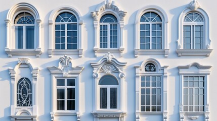 Obraz premium Ornate Windows on a Classical Building Facade